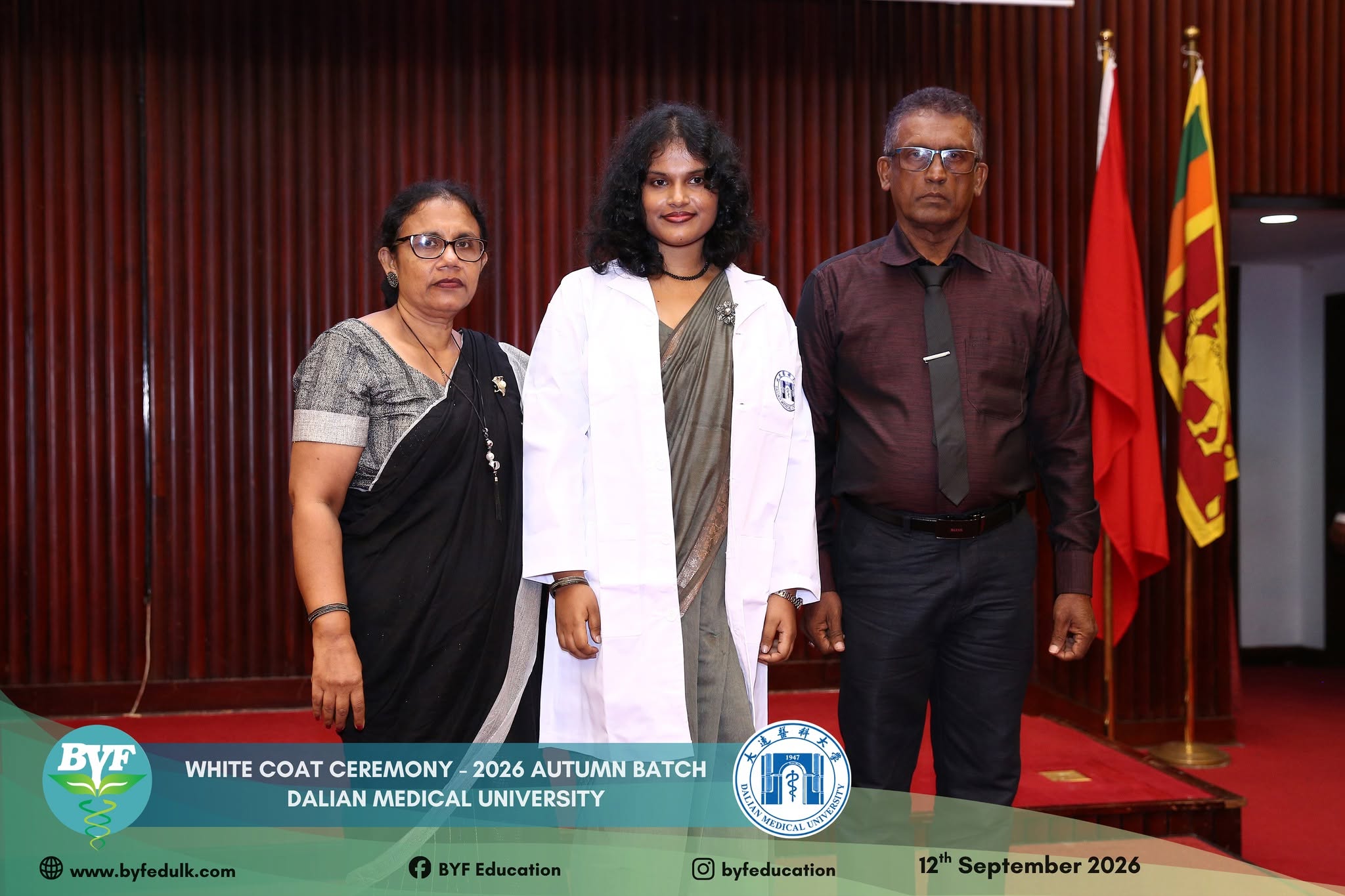 Student at the white coat ceremony with parents